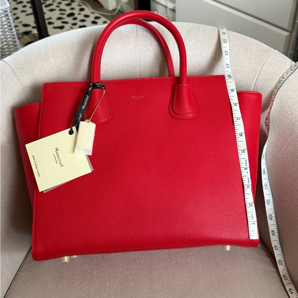 Elegant Red Leather Tote Bag - Picture 5 of 8